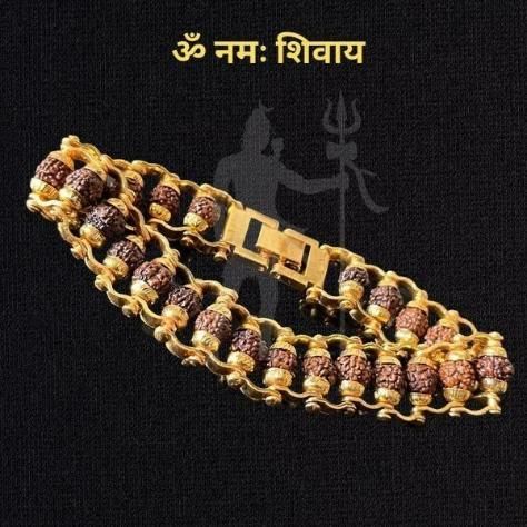 Majestic Gold-Plated Rudraksha Men's Bracelet