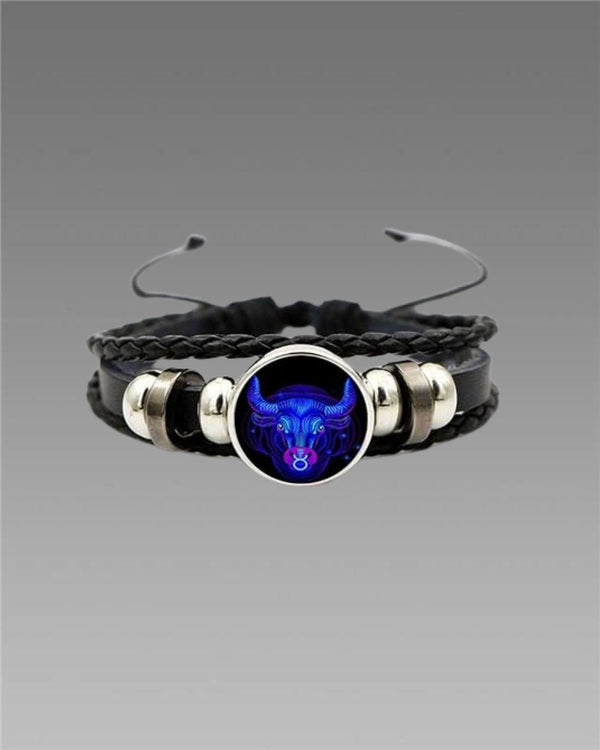 AstroCharm Black Leather Adjustable Bracelet for Him & Her